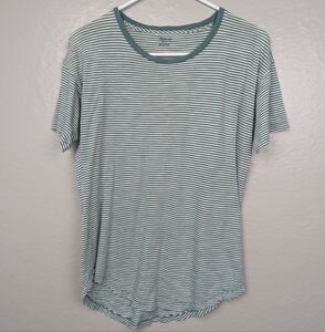 Madewell Green and Cream Short Sleeve Tee S
